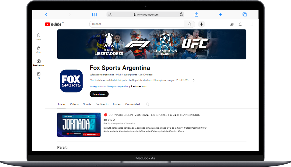 canal en youtube de fox sports