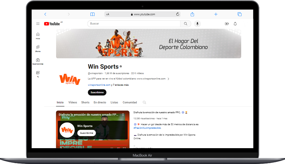 canal youtube winsports