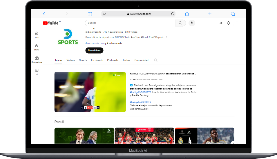 canal en youtube de DirecTV Sports